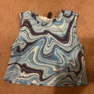 Blue and White Swirl Crop Top
